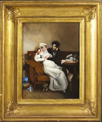 École française du XIXe siècle, suiveur de Louis-Léopold Boilly The happy couple
Canvas.
H_41,5...