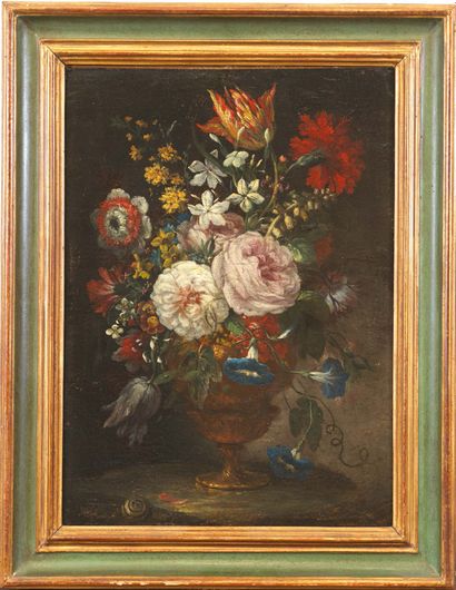 École FRANÇAISE du début du XIXe siècle Vase de fleurs
Toile.
H_43 cm L_31 cm