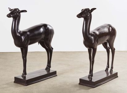 PAIR OF DAIMS in patinated bronze, after...