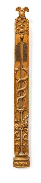STRAIGHT THERMOMETER in carved wood gilded....