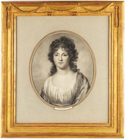JACQUES-ANTOINE-MARIE LEMOINE (ROUEN 1751 - PARIS 1824) Portrait of a woman in bust
Black...