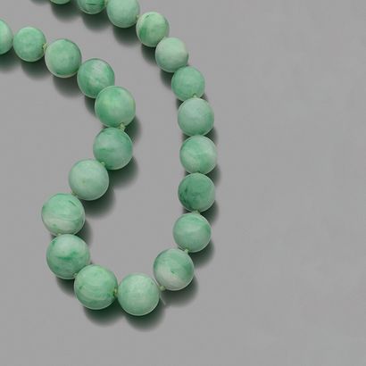 null Necklace composed of a fall of jade balls from 10.2 to 16.1 mm, decorated with...