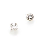 null Pair of 18K (750) white gold stud earrings, each set with a brilliant-cut diamond...