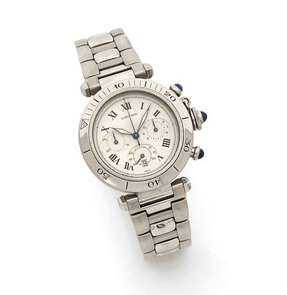 CARTIER Pasha Ref 1050 About 1990
No. CC 512 250
Men's stainless steel chronograph...