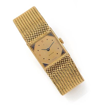 MIDO Powerwind 18K (750) gold wristwatch, gold dial framed with small sapphire calibers,...