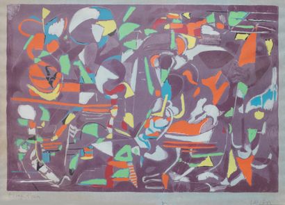 null André Lanskoy (1902ñ1976) Composition. Lithoghraphie en couleurs. Signée en...