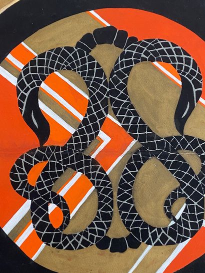 null Maurits Cornelis Escher (1898-1972) Composition aux serpents Gouache sur papier....