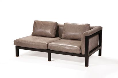 ** JULES WABBES (1919-1974) Two sofas and two sofa ends 

Stained wood, leather and...