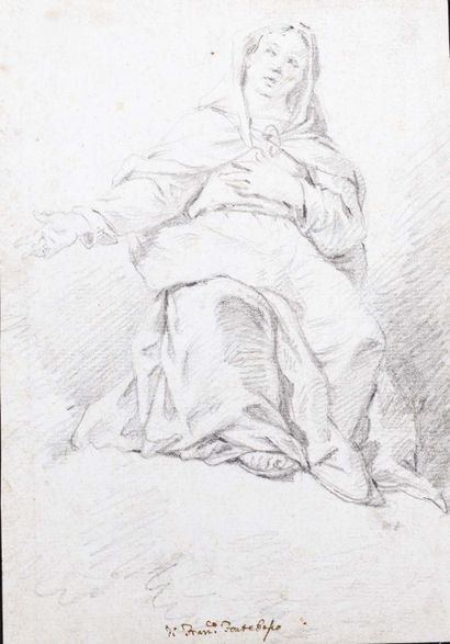 Attribué à Francesco FONTEBASSO (1709-1769) Figure de la Vierge assise
Pierre noire....