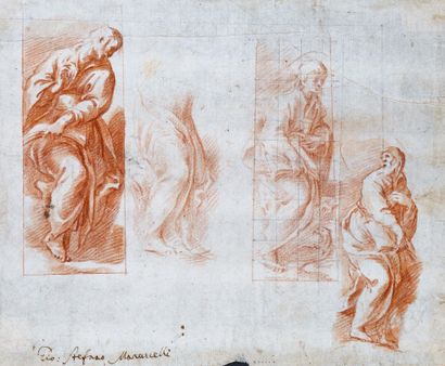 Attribué à Giovanni Stefano MARUCELLI (1586-1646) Études de figures de saints Sanguine....