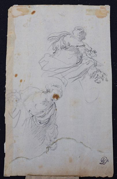 École italienne du XVIIIe siècle da Rubens (?) Anatomie d'homme
Pierre noire. Traces...