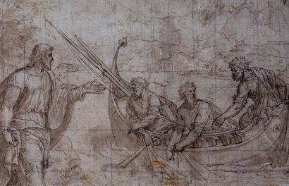 Ottavio SEMINO (1530-1604) La pêche miraculeuse
Pierre noire, plume, encre noire,...