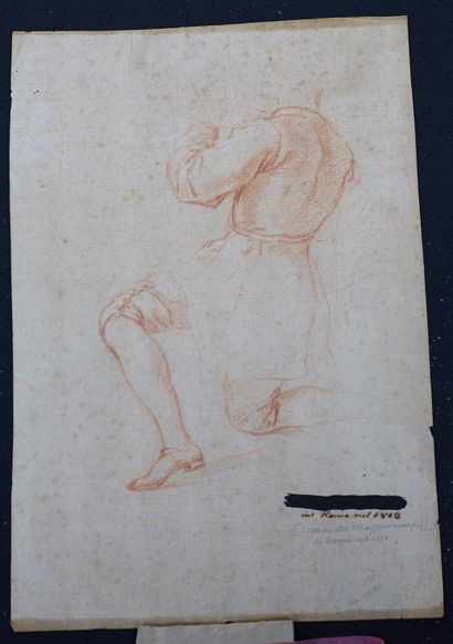 Ecole Italienne du XVIIIe siècle Study of a monk at prayer
Sanguine. Stains. On the...