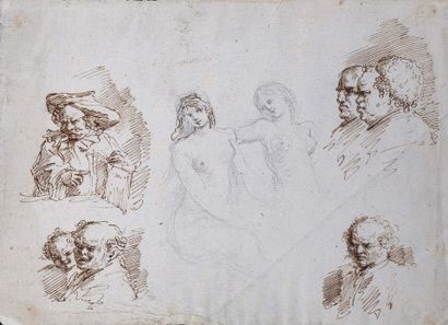 Entourage de Pietro Antonio NOVELLI (1729-1804) Studies of heads
Pen, brown ink,...