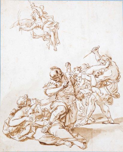 École ROMAINE du XVIIIe siècle The Massacre of the Innocents (after Gaulli)
Pen,...