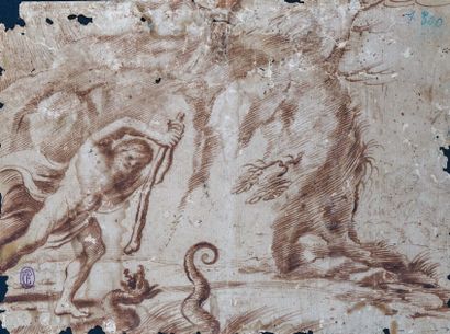 Giuseppe CALETTI (1600-1660) Hercules fighting the Hydra of Lerna
Pen, brown ink....