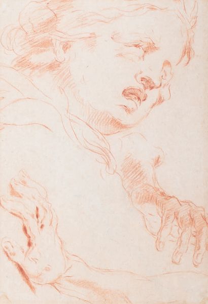 Pietro Antonio NOVELLI (1729-1804) Study of head and hand Sanguine Étude de tête...