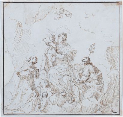 Sante PIATTI (ca. 1687-1747) La Vierge et l'Enfant Jésus entourés de saint François...