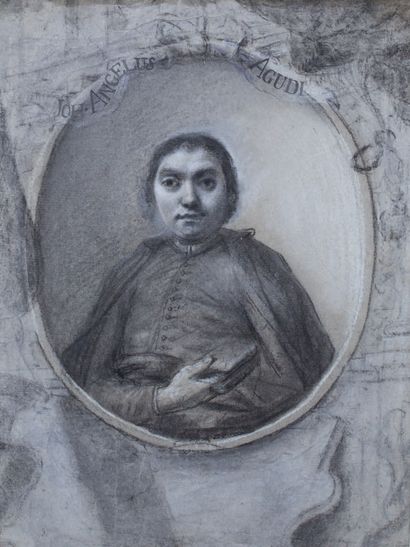 Bartolomeo NAZZARI (1699-1738) 
Portrait de Giovanni Angelo Agudi
Pierre noire, charbon...