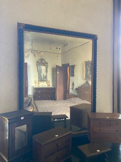 Rectangular mirror in gilded and ebonised...