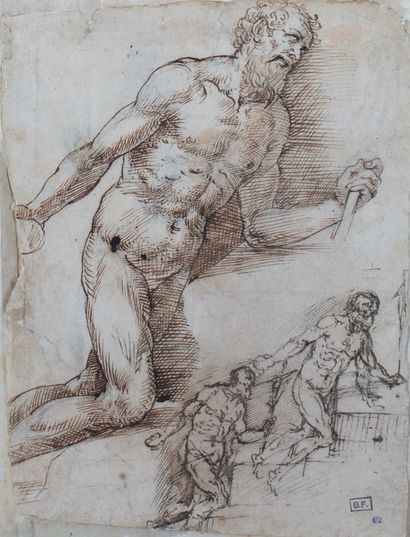 Jacopo PALMA Il Giovane (1548-1628) Studio per un san Gerolamo Pen, lavis marrone...
