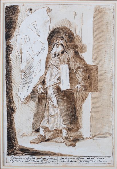 Pietro Antonio NOVELLI (1729-1804) 
Il "Vecchio sabbadin"
Pen and brown ink on paper...