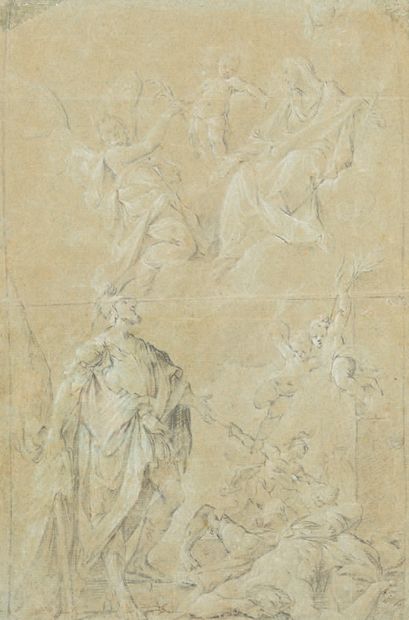 Francesco Monti (1685-1768) La Vierge et l'Enfant Jésus et saint Maurice intercédant...