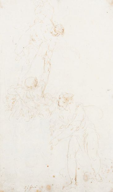 Pietro Liberi (1614-1687) 
Studio di tre figure
Pen, brown ink
Étude de trois figures
Plume,...