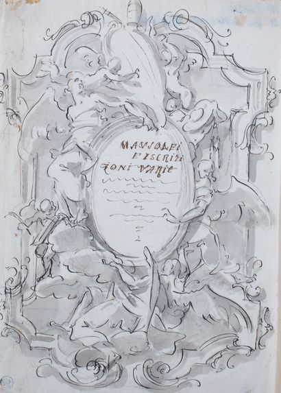 Giovanni Antonio PELLEGRINI (1645-1741) 
Étude pour un frontispice
Pen, lavis grigio
Étude...