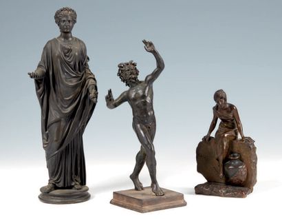Lot comprenant trois sculptures en bronze...