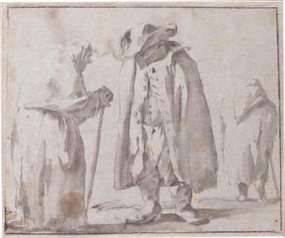 Attribuito a Pietro Antonio NOVELLI (1729-1804) 
Groupe de trois personnages
Pen,...