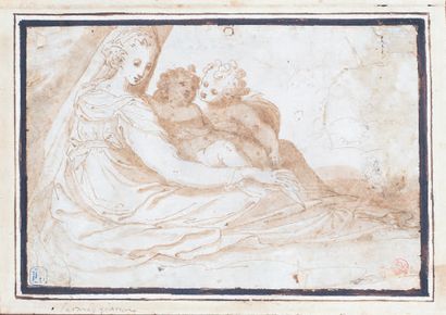 Attribuito a Bernardino INDIA (1528-1590) Jeune femme assise, vue de profil, et deux...