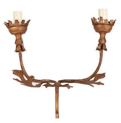 null Pair of wall sconces with two lights, en partie en métal doré, XIXe siècle
Paire...