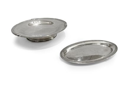 Bowl on silver pedestal and small oval silver...