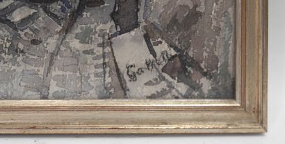 null Gatier? Village lane Gouache. Signed lower right. H_36 cm L_25 cm (at sight...