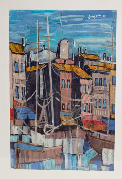 Evac Port, 1976 Gouache. Signed and dated...