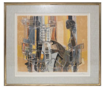 null Georges Dayez (1907 - 1991), set of 2 lithographs: The cello, numbered 53/60,...