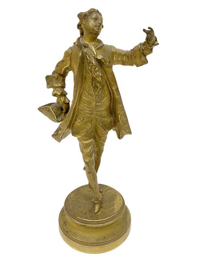 null Victor Rousseau (1865-1954) Gentleman Bronze sculpture with golden patina signed...