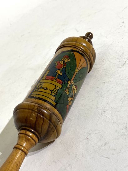 null ESTHER'S ROLL MANUSCRIPT Olive wood case, decorated with a scene from the story...