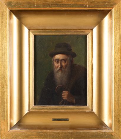 LUIS SEVILLA Portrait de rabbin, vers 1900
Huile sur carton
Signé en haut à droite
H_12...