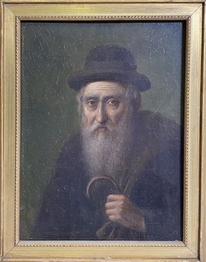 LUIS SEVILLA Portrait de rabbin, vers 1900
Huile sur carton
Signé en haut à droite
H_12...