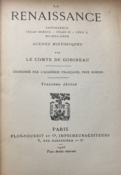 GOBINEAU (Arthur de). La Renaissance. Paris,...