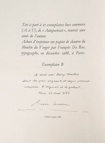 null LECUIRE (Pierre). Autoportrait. Pierre Lecuire, 1988. In-folio, en feuilles.



Tiré...