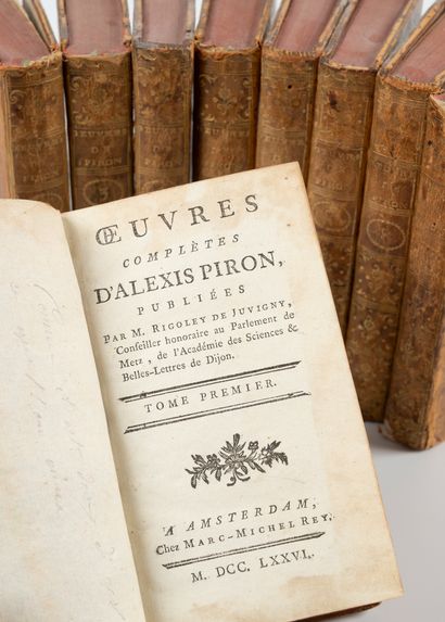 null PIRON (Alexis). Œuvres complètes. Amsterdam, Marc-Michel Rey, 1776. 9 vol. in-12,...