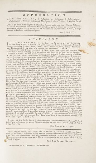 null RICHELET (Pierre). Dictionnaire de la langue françoise ancienne et moderne....