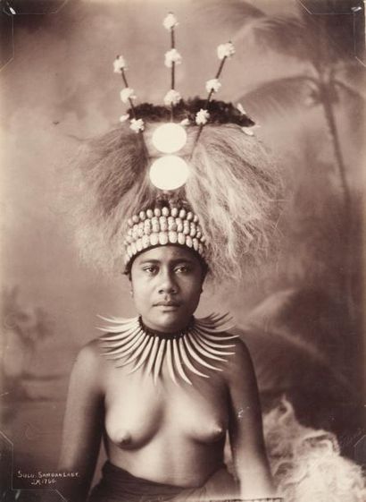 Joshia MARTIN et Anonymes Portraits féminins, Samoa Vers 1880 Quatre tirages (2 tirages...