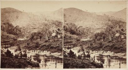 Allan HUGHAN Paysages divers, Nouvelle-Calédonie 1874 Sept vues stéréoscopiques sur...