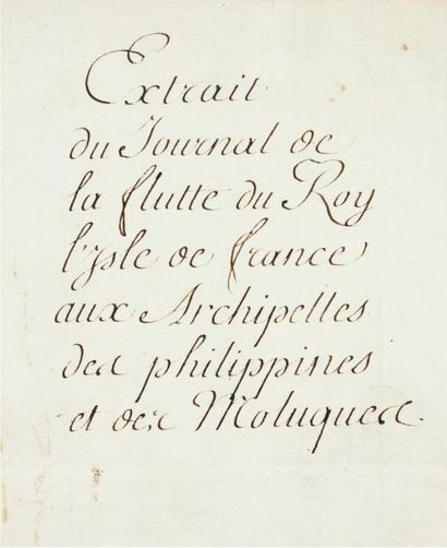[COËTIVY (Chevalier de)] Extrait du journal de la flutte du Roy l'Isle de France...