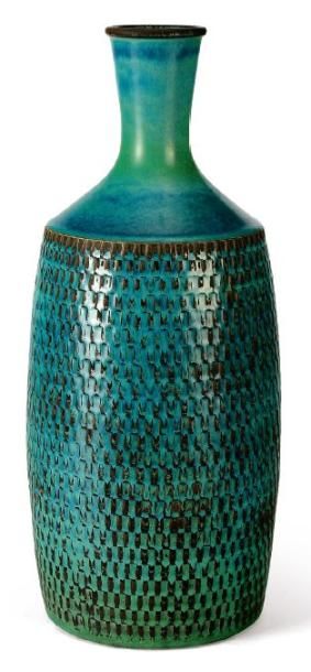 STIG LINDBERG Vase Céramique émaillée Signé Gustavsberg studio 1950 H_42 cm D_16...