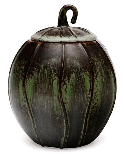 EBBE SADOLIN (1900-1982) Pot couvert Melon Réalisé par Bing & Grøndhal 1935 H_16...